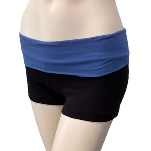 Elisabetta Rogiani Workout Shorts Rolldown Contrast Supplex Black/Blue Women’s S